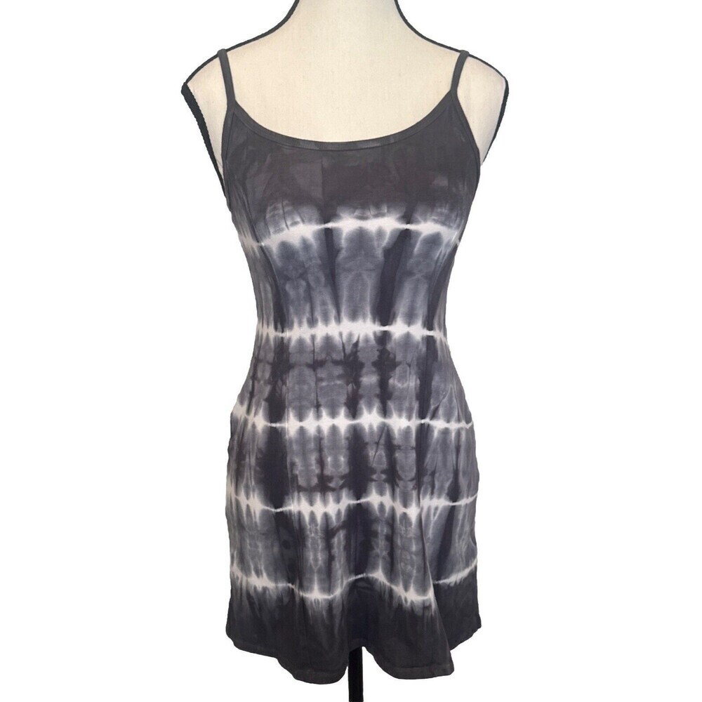 Billabong Women's GRAY WHITE Tie Dye Knit Sleeveless Dress Stretch Beach Sz S
